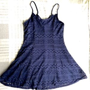 Sleeveless Summer Lace Dress Navy Blue size M